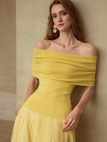MOTF PREMIUM FOLDOVER OFF THE SHOULDER KNIT TOP