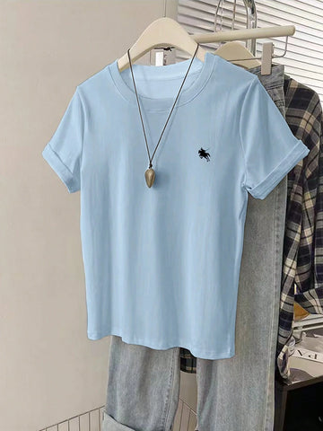 Women Graphic Embroidered Casual Comfortable Short Sleeve T-Shirt