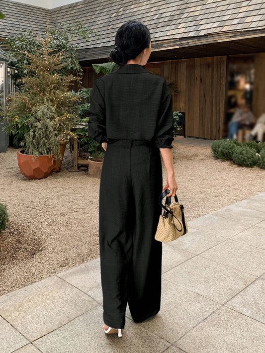 DAZY 2 Pieces Set Women High-Quality Shirt Top And Casual Pants