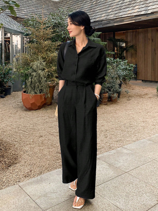 DAZY 2 Pieces Set Women High-Quality Shirt Top And Casual Pants