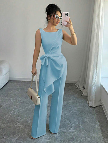Elenzga Chic Sleeveless Top And Wide-Leg Pants Set