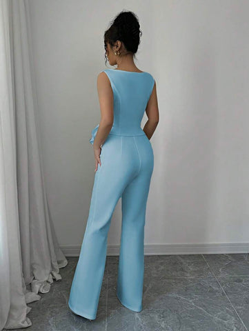 Elenzga Chic Sleeveless Top And Wide-Leg Pants Set