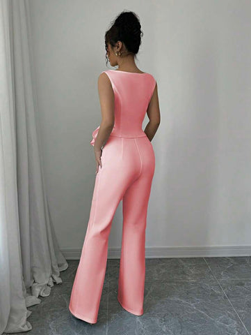 Elenzga Chic Sleeveless Top And Wide-Leg Pants Set