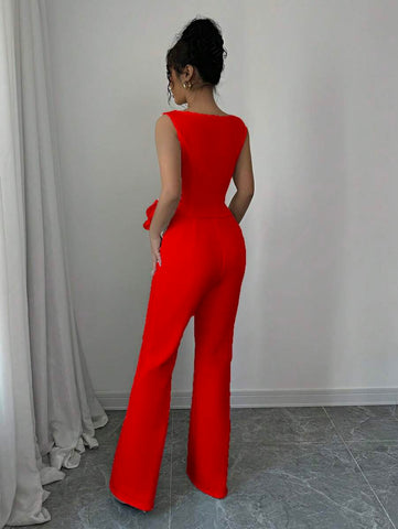 Elenzga Chic Sleeveless Top And Wide-Leg Pants Set