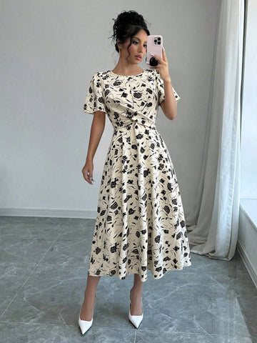 Twist Knot Strap Vacation Casual Dress
