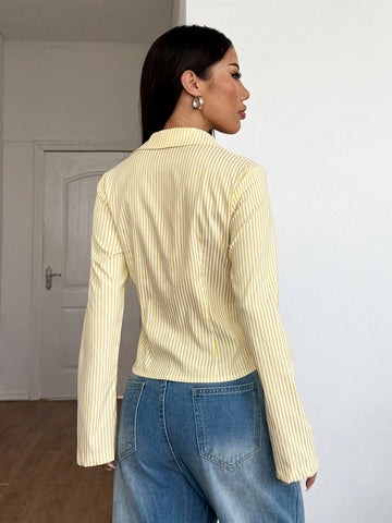 Women's Striped Print Simple Daily Long Sleeve Blouse