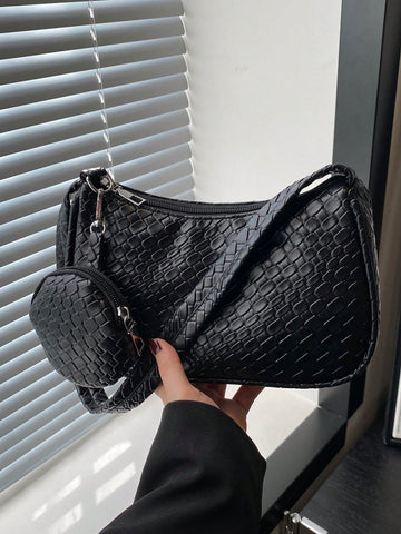 Geometric Print Hobo Bag Zipper With Coin Purse