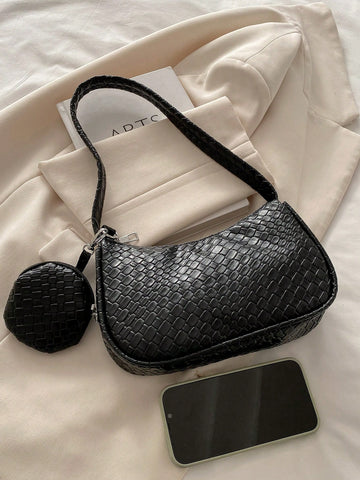 Geometric Print Hobo Bag Zipper With Coin Purse