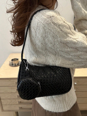 Geometric Print Hobo Bag Zipper With Coin Purse
