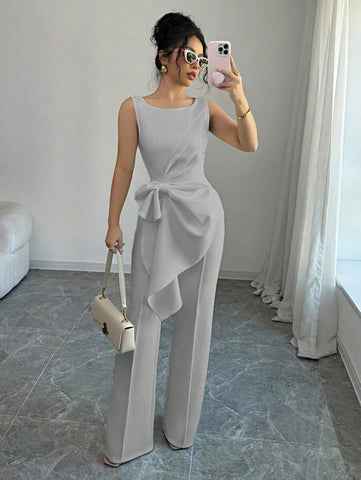 Elenzga Chic Sleeveless Top And Wide-Leg Pants Set