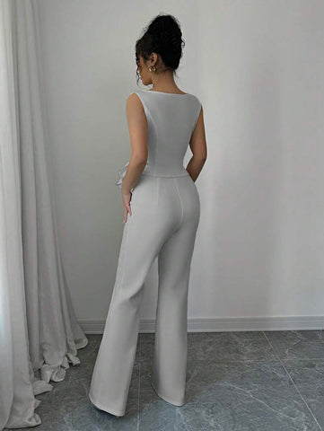 Elenzga Chic Sleeveless Top And Wide-Leg Pants Set