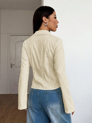 Women's Striped Print Simple Daily Long Sleeve Blouse