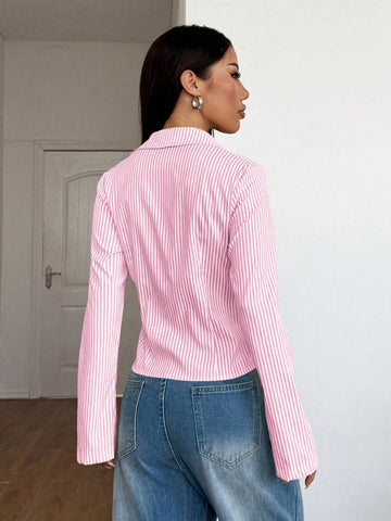 Women's Striped Print Simple Daily Long Sleeve Blouse