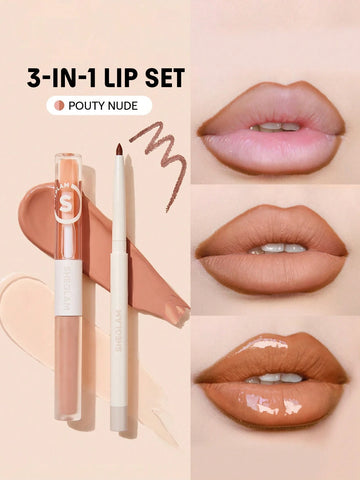 SHEGLAM Soft 90'S Glam Lip Liner And Lip Duo Set-Moody Taupe Lip Set