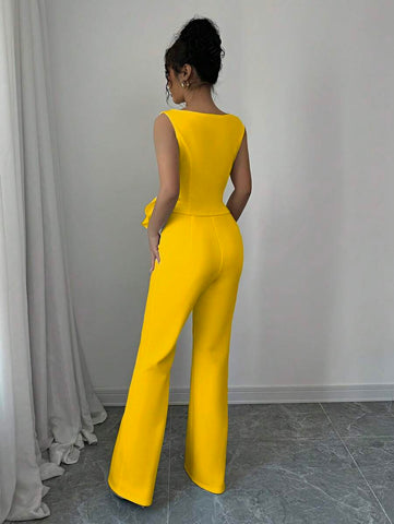 Elenzga Chic Sleeveless Top And Wide-Leg Pants Set