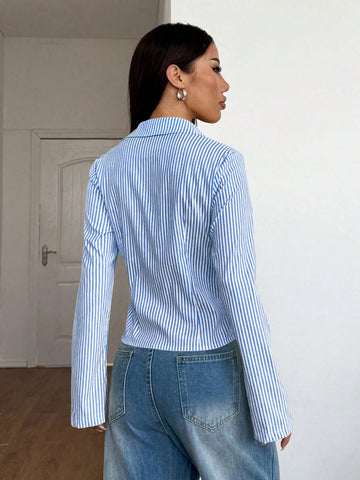 Women's Striped Print Simple Daily Long Sleeve Blouse