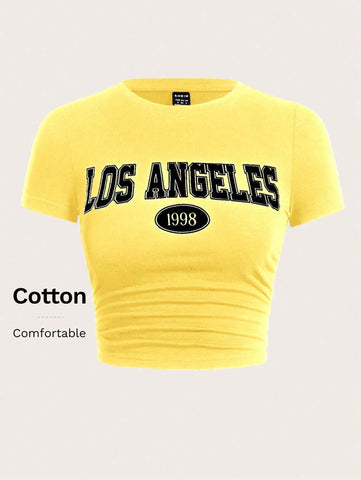 EZwear Letter Graphic Crop Tee