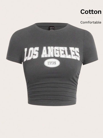 EZwear Letter Graphic Crop Tee