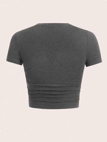 EZwear Letter Graphic Crop Tee