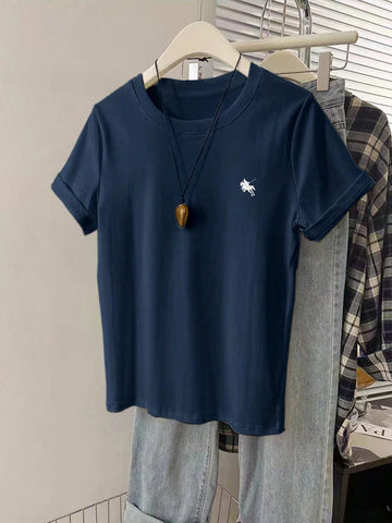 Women Graphic Embroidered Casual Comfortable Short Sleeve T-Shirt