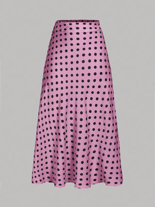 Elegant Polka Dot Print Vacation Style Skirt