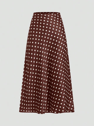 Elegant Polka Dot Print Vacation Style Skirt