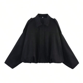 Solid Color Faux Suede Aviator Jacket