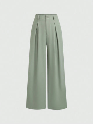 Crimp Pleated Wide-Leg Pants