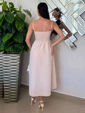 Andrea Bello Women's Summer Elegant Khaki Long Cami Dress