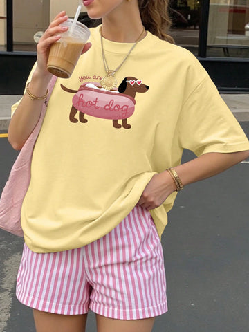 Funny Dog Pattern Print Oversize Ladies Short Sleeve Summer