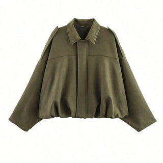 Solid Color Faux Suede Aviator Jacket