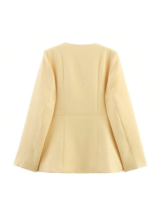 Round Neck Waist-Cinching Blazer