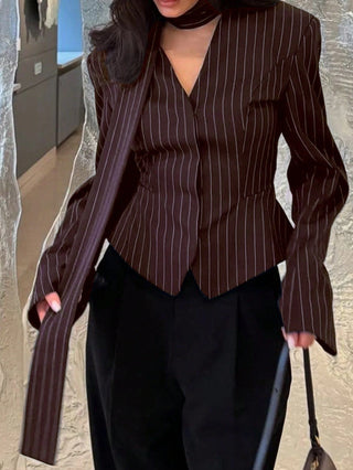 Elegant Striped Blazer Jacket