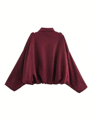 Solid Color Faux Suede Aviator Jacket