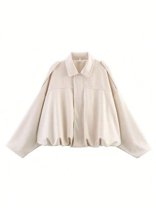 Solid Color Faux Suede Aviator Jacket