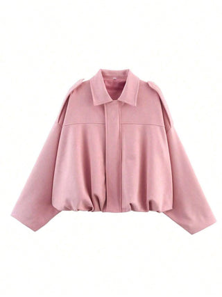 Solid Color Faux Suede Aviator Jacket