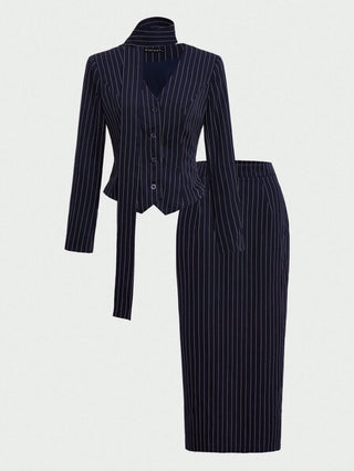 Long Sleeve Waist Fitted Suit