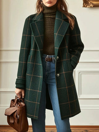 Classic Color Plaid Lapel Coat