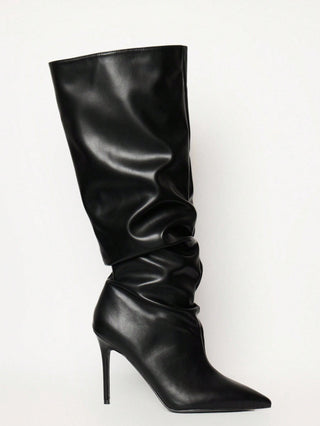 Pointed Toe Heeled Knee-High Boots