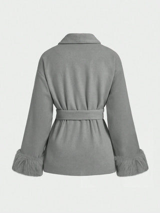 Wool Blend Long Sleeve Coat