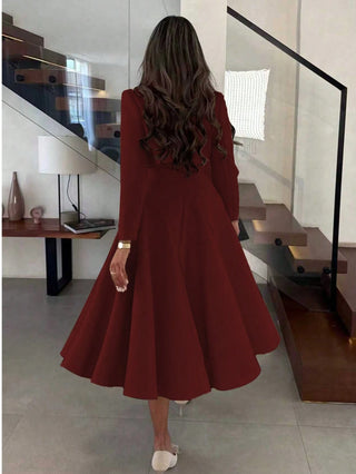 Long Sleeve Jacket + Spaghetti Strap High-Waist Maxi Dress