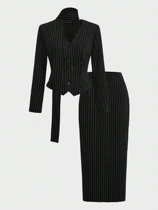 Long Sleeve Waist Fitted Suit
