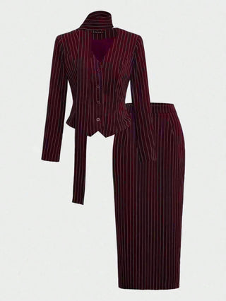 Long Sleeve Waist Fitted Suit