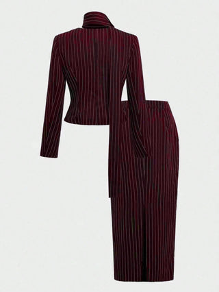 Long Sleeve Waist Fitted Suit