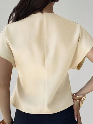 V-Neck Single-Breasted Asymmetric Hem Sleeveless Top