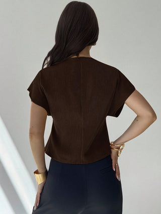 V-Neck Single-Breasted Asymmetric Hem Sleeveless Top
