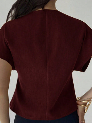 V-Neck Single-Breasted Asymmetric Hem Sleeveless Top