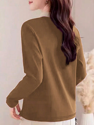 Turndown Collar Long Sleeve Polo Shirt