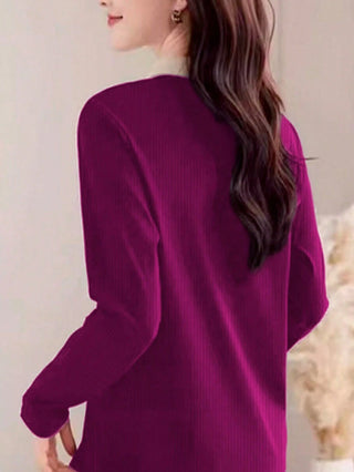 Turndown Collar Long Sleeve Polo Shirt
