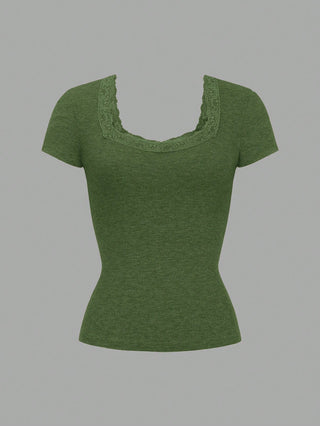 Square Neck Short Sleeve Top